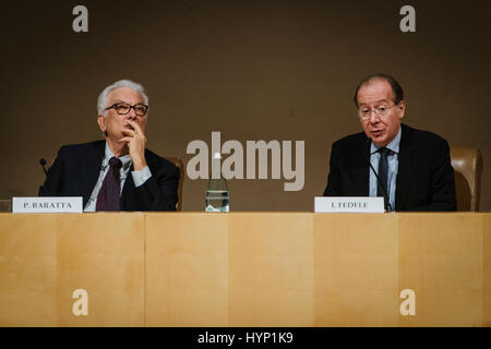 Rome, Italie. 06 avr, 2017. Ivan Fedele parle au cours de la conférence de présentation de la danse, théâtre et musique de la Biennale de Venise 2017 à l'Auditorium de l'Ara Pacis à Rome, Italie. Credit : Jacopo Landi/éveil/Alamy Live News Banque D'Images