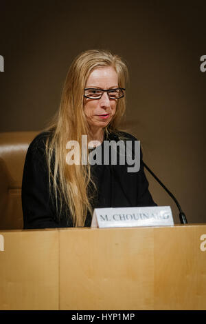 Rome, Italie. 06 avr, 2017. Marie Chouinard parle au cours de la conférence de présentation de la danse, théâtre et musique de la Biennale de Venise 2017 à l'Auditorium de l'Ara Pacis à Rome, Italie. Credit : Jacopo Landi/éveil/Alamy Live News Banque D'Images