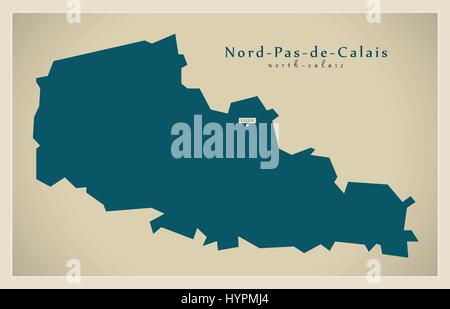 Carte moderne - Nord Pas de Calais FR France Illustration de Vecteur