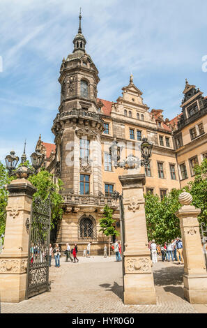 Entrée à la voûte verte du château de Dresde, Saxe, Allemagne Banque D'Images