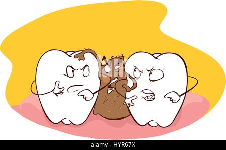 Vector illustration d'un aliment coincé entre les dents Illustration de Vecteur