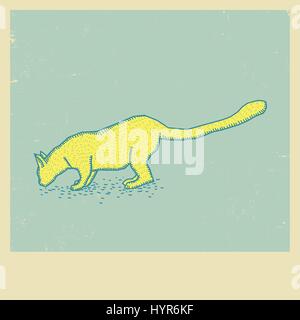 Esquisse de scénario de manger des aliments pour chats sur photo frame Illustration de Vecteur