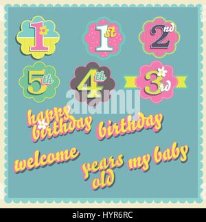 Happy birthday card Vector set modèle de conception Illustration de Vecteur