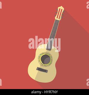 Ombre portée de l'illustration vectorielle télévision icône de la guitare classique flamenco Illustration de Vecteur