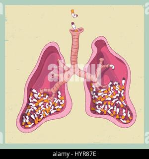 Poumons pleins de cigarettes vector illustration non fumeurs Illustration de Vecteur