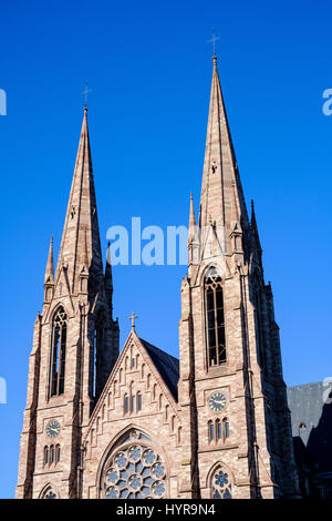 Les cloches de l'église protestante St Paul, tours, Strasbourg, Alsace, France, Europe, Banque D'Images