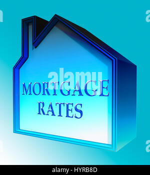 Les taux hypothécaires Chambre indiquant Home 3D Rendering Banque D'Images