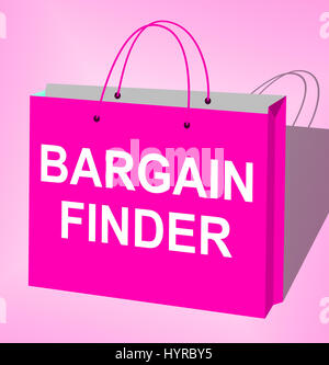 Bargain Finder affiche Sac Comparaison Internet 3d illustration Banque D'Images