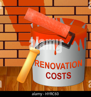 Les coûts de rénovation peinture montrant le maison 3d illustration Banque D'Images