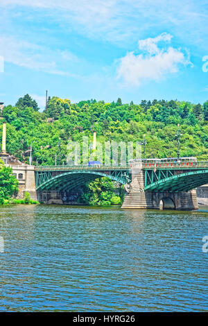 Svatopluk Cech Pont sur la rivière Vltava, Prague, République Tchèque Banque D'Images
