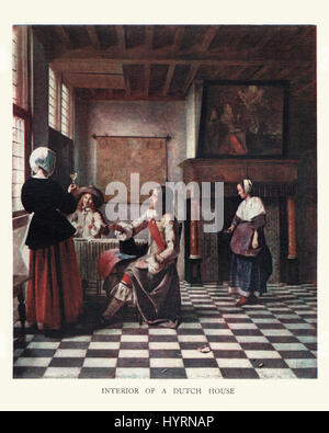 Intérieur d'une Chambre néerlandaise, d'après la peinture de Pieter de Hooch, un peintre célèbre pour ses peintures de genre de scènes domestiques avec calme Banque D'Images