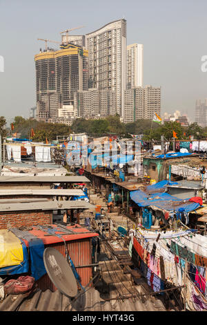 Mahalaxmi Dhobi Ghat, open air laverie, Mumbai, Inde Banque D'Images