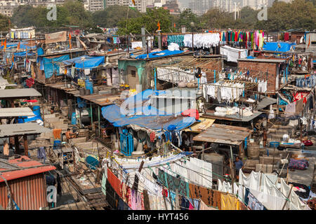 Mahalaxmi Dhobi Ghat, open air laverie, Mumbai, Inde Banque D'Images