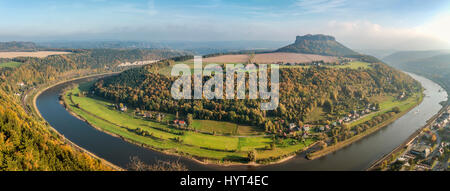 Vue depuis le château de Koenigstein en automne, Suisse saxonne Banque D'Images