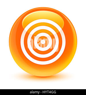 L'icône cible isolé sur bouton rond orange vitreux abstract illustration Banque D'Images