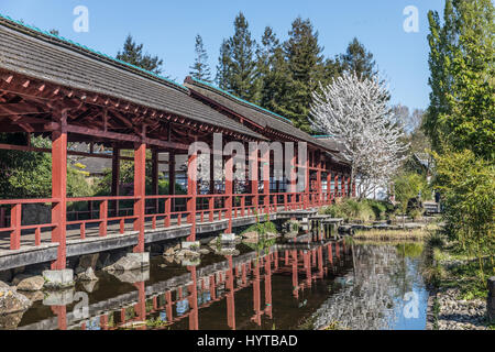 Structure d'inspiration japonaise sur l'île de Versailles à Nantes, France Banque D'Images