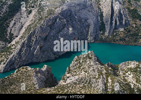 Vue aérienne d'un canyon dans le parc national de Krka, Croatie Banque D'Images
