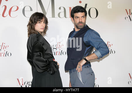 Rome, Italie. 06 avr, 2017. Photocall de "oglie e marito' un film par Kasia Smutniak avec Simone Godano, Pierfrancesco Favino, Valerio Aprea. Credit : Lucia Casone/Pacific Press/Alamy Live News Banque D'Images