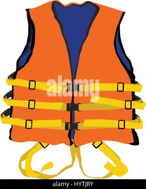 Modèle de gilet de sécurité orange pour la vie dans l'eau, vecteur Illustration de Vecteur