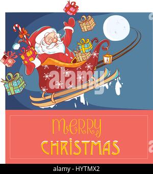Vector illustration d'un Père Noël dans un traîneau Illustration de Vecteur