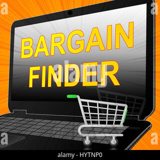 Bargain Finder montrant Comparaison Internet 3d illustration Banque D'Images