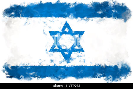 Peinture à l'huile grunge effectuée illustration de drapeau d'ISRAËL Banque D'Images