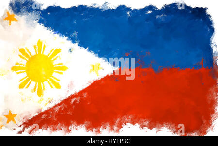 Peinture à l'huile grunge effectuée illustration de drapeau PHILIPPINES Banque D'Images
