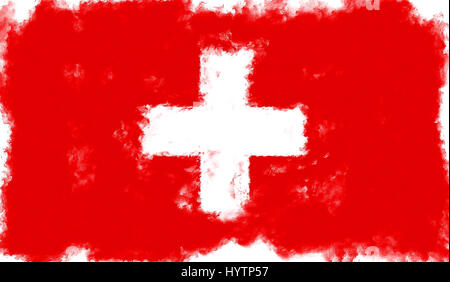 Peinture à l'huile grunge effectuée illustration du drapeau suisse Banque D'Images