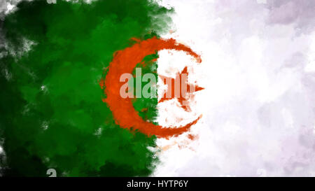 Peinture à l'huile grunge effectuée illustration de drapeau de l'Algérie Banque D'Images