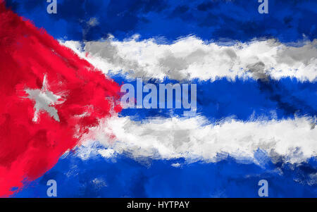 Peinture à l'huile grunge effectuée illustration de drapeau cuba Banque D'Images