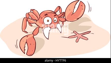 Fond blanc vector illustration d'un crabe mignon Illustration de Vecteur