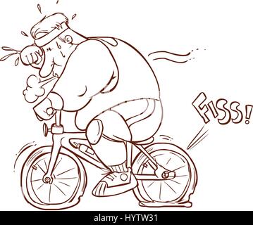 Vector illustration de fat man riding a bicycle Illustration de Vecteur