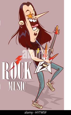 Star du Rock avec guitare électrique illustration Illustration de Vecteur