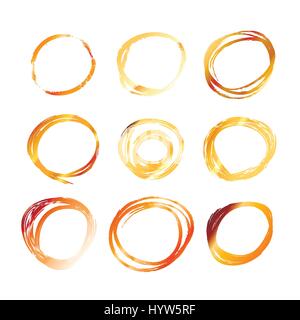 La main d'or neuf cercles gribouillis isolated on white Illustration de Vecteur