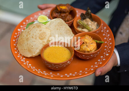 Thali végétarien non bengali Banque D'Images