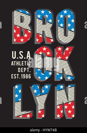 Retro New York Brooklyn typographie design pour t shirt, Festival de l'affiche, Vector Illustration de Vecteur