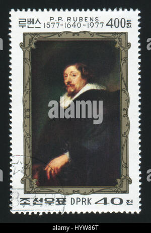 La CORÉE DU NORD - circa 1977 : un post de timbres en RPDC montre autoportrait par Peter Paul Rubens, vers 1977 Banque D'Images