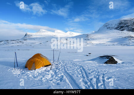 Ski de randonnée dans la région et le parc national d'Abisko, Suède, Europe Banque D'Images