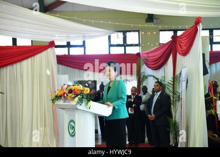 (170426) -- Durban (AFRIQUE DU SUD), le 26 avril 2017 (Xinhua) -- le vice-Premier ministre chinois Liu Yandong prononce un discours lors de sa visite à l'Institut Confucius à l'Université de technologie de Durban Durban, Afrique du Sud, le 26 avril 2017. (Xinhua/Tian Hongyi) Banque D'Images