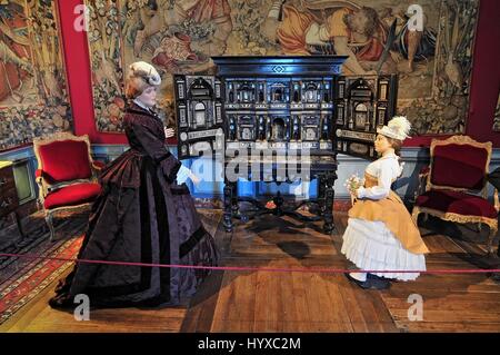 L'intérieur du Castel de Rigny-Usse connu comme le château de La Belle au Bois Dormant et construit au xie siècle. Vallée de la Loire France Banque D'Images