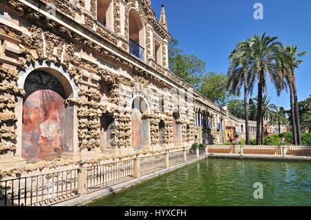 Voir l'Alcazar de Galeria de Grutesco la Royal Palace Sevilla Espagne datant du 9e siècle Banque D'Images