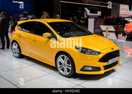 Genève, Suisse - mars 7, 2017 : Ford Focus ST location illustré à la 87e Salon International de l'Automobile de Genève. Banque D'Images