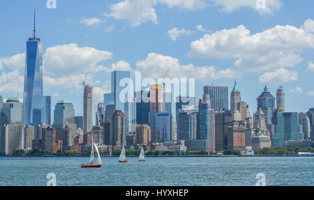 New York cityscape d'Ellis Island, août-02-2015 Banque D'Images