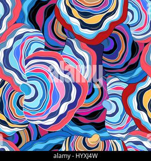 Multicolore motif graphique lumineux homogène de différents éléments fantastiques. Modèle de conception Illustration de Vecteur