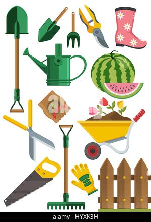 Icons set de jardinage Illustration de Vecteur