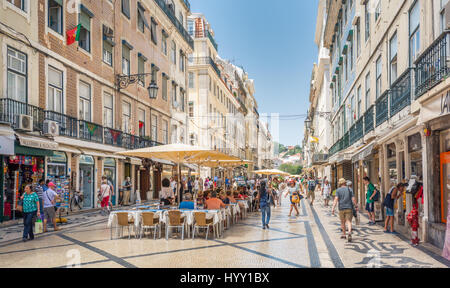 Rua Augusta dans l'après-midi, Lisbonne, Portugal, June-28-2016 Banque D'Images