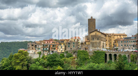 Vue panoramique à Nemi, Province de Rome, Latium Banque D'Images