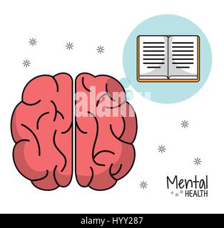 Cerveau en santé mentale apprendre livre design Illustration de Vecteur