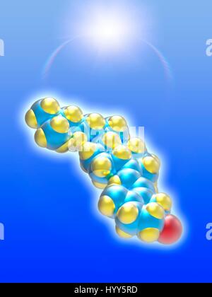 Un modèle moléculaire de la vitamine D3 (cholécalciférol), une forme de la vitamine D synthétisée dans la peau en raison du rayonnement ultraviolet B la lumière. La vitamine D3 joue un rôle dans l'absorption du calcium pour maintenir la solidité des os et de l'équilibre des taux de calcium et de phosphore dans le b Banque D'Images