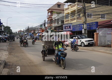 Une rue de Siam Reap, Cambodge Banque D'Images